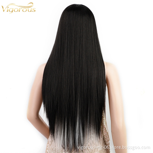 Synthetic Top Quality Wig Vendor Heat Resistant Highlinght Ombre Long Straight Lace Frontal Synthetic Hair Wigs Free Sample